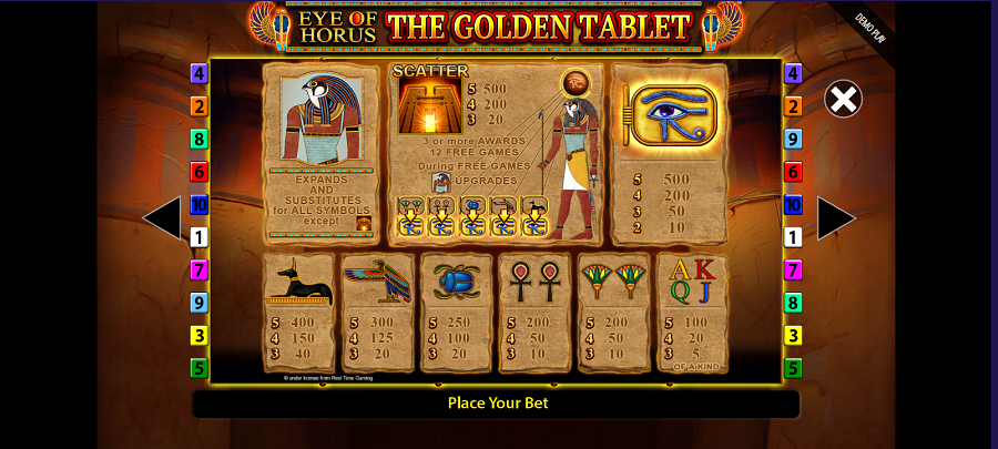 Eye Of Horus The Golden Tablet Feature Symbols - bwin