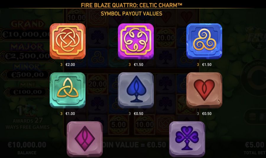 Fire Blaze Quattro Celtic Charm Symbols - bwin